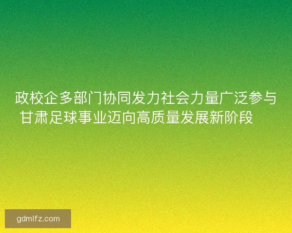 政校企多部门协同发力社会力量广泛参与甘肃足球事业迈向高质量发展新阶段 ⚽️