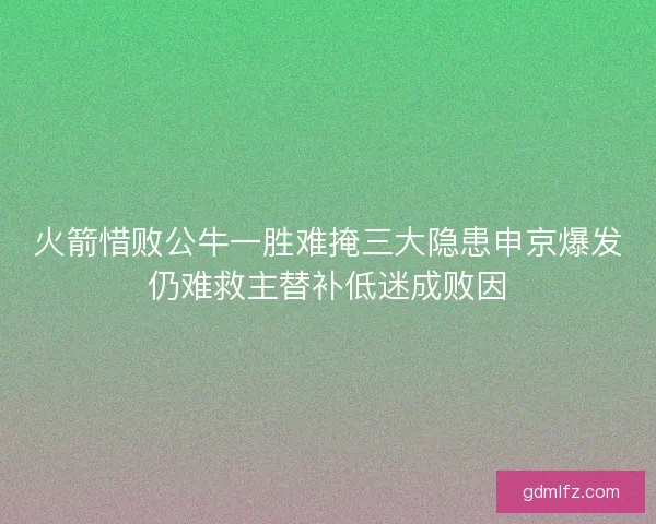 火箭惜败公牛一胜难掩三大隐患申京爆发仍难救主替补低迷成败因