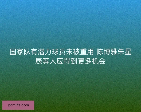 国家队有潜力球员未被重用 陈博雅朱星辰等人应得到更多机会