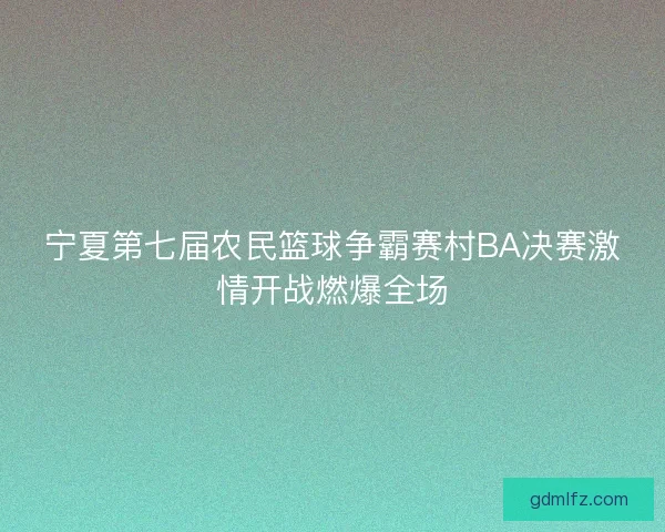 宁夏第七届农民篮球争霸赛村BA决赛激情开战燃爆全场