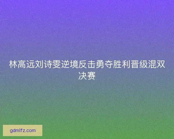 林高远刘诗雯逆境反击勇夺胜利晋级混双决赛 林高远刘诗雯逆境反击勇夺胜利晋级混双决赛